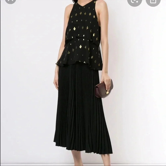 A.L.C black  metallic silk top - Picture 3 of 11